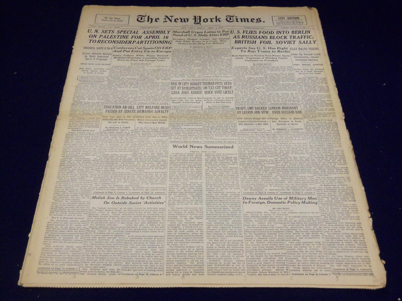 1948 APRIL 2 NEW YORK TIMES - U. S. FLIES FOOD INTO BERLIN - NT 3372