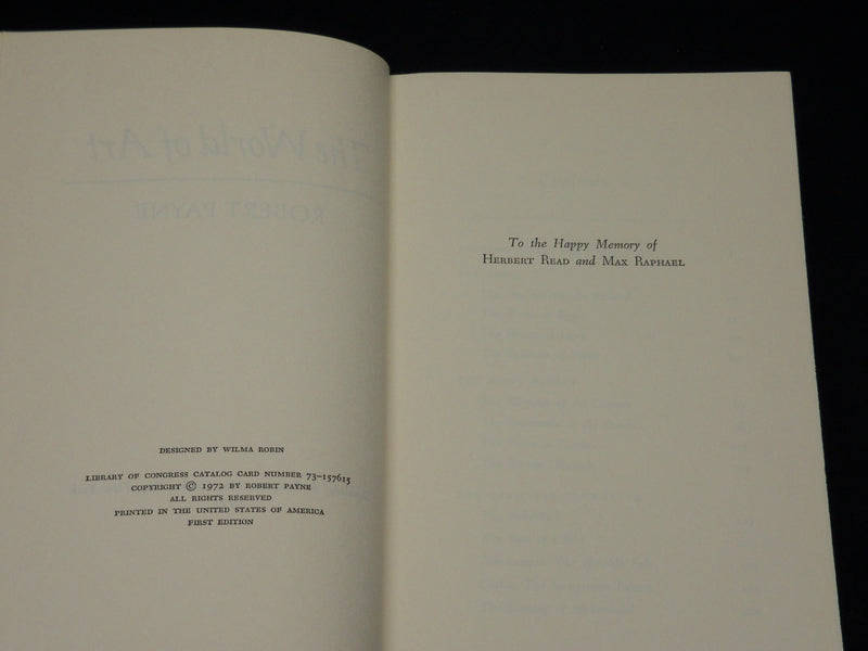 1972 THE WORLD OF ART PAYNE BOOK INSCRIBED BY ROBERT PAYNE - FIRST EDN - D 574