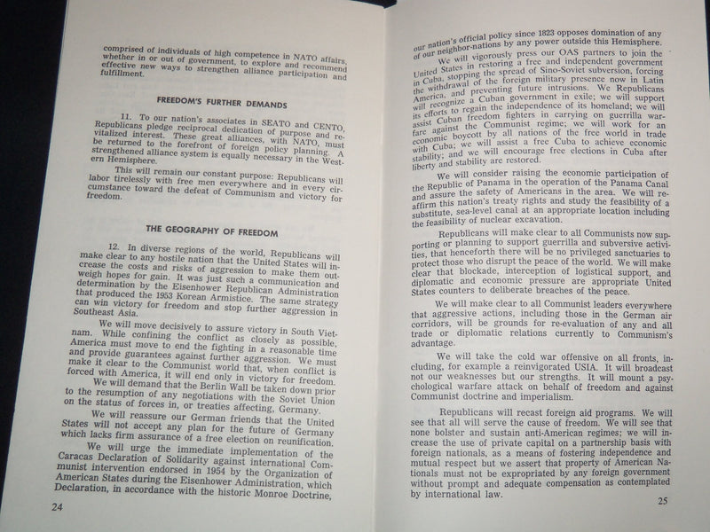 1964 REPUBLICAN PLATFORM FOR THE PEOPLE PAMPHLET - SAN FRANCISCO, CALI - J 8875