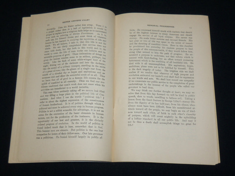 1909 GEORGE LEAVENS LILLEY MEMORIAL PROCEEDINGS - STATE OF CONNECTICUT - J 6243
