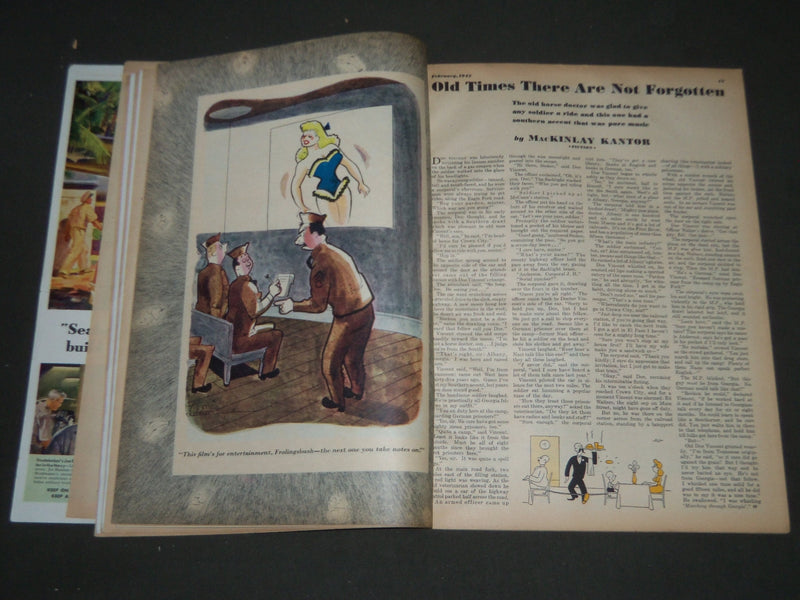 1945 FEBRUARY ESQUIRE MAGAZINE - VARGAS ILLUSTRATION - COVER AND ADS - ST 5071