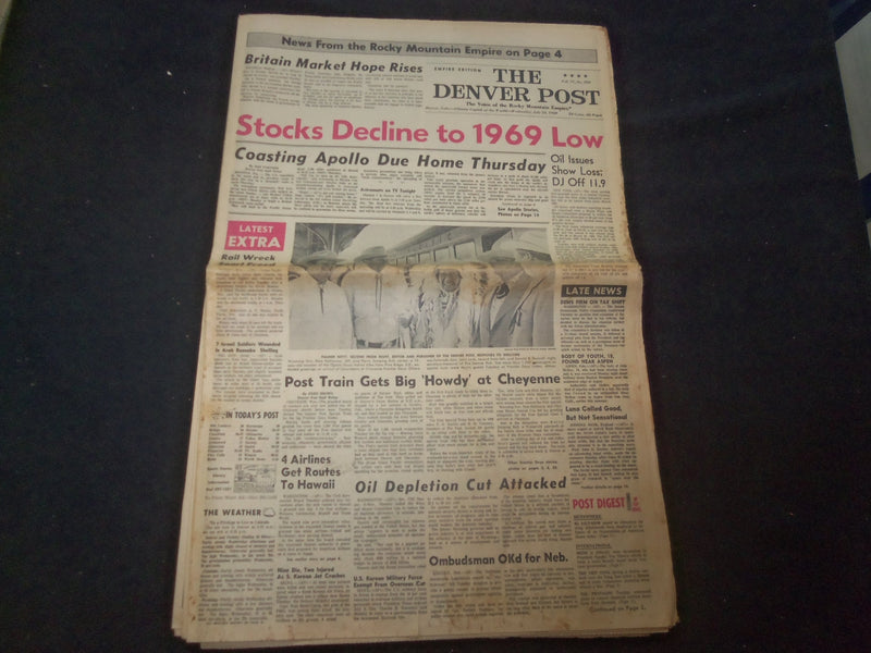 1969 JULY 23 DENVER POST NEWSPAPER - COASTING APOLLO DUE HOME THURSDAY - NP 8057