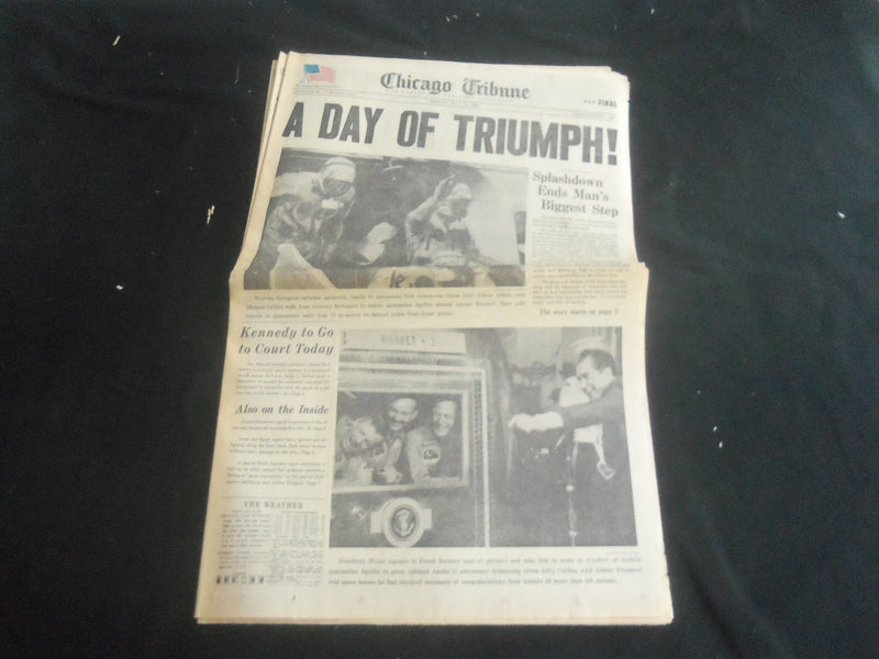 1969 JULY 25 CHICAGO TRIBUNE NEWSPAPER - A DAY OF TRIUMPH! - SPLASHDOWN- NP 5849