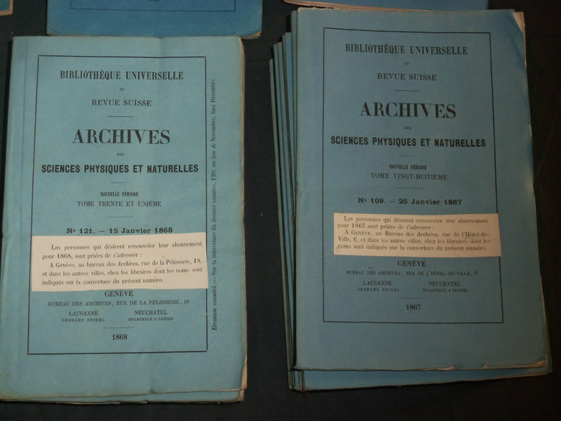 1864-1869 ARCHIVES DES SCIENCES PHYSIQUES ET NATURELLES - LOT OF 59 - WR 1045B