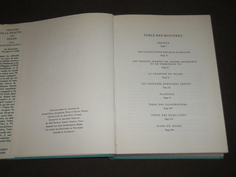 1959 TRESORS DE LA PEINTURE AU PRADO BOOK BY F. J. SANCHEZ CANTON - KD 4874