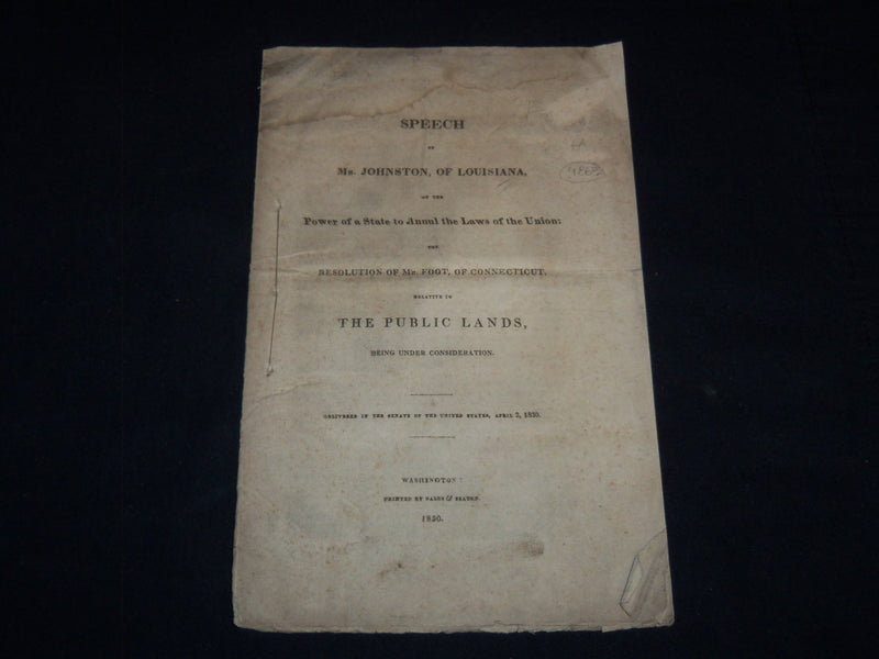 1830 MR. JOHNSTON OF LOUISIANA PUBLIC LANDS SPEECH - J 9006