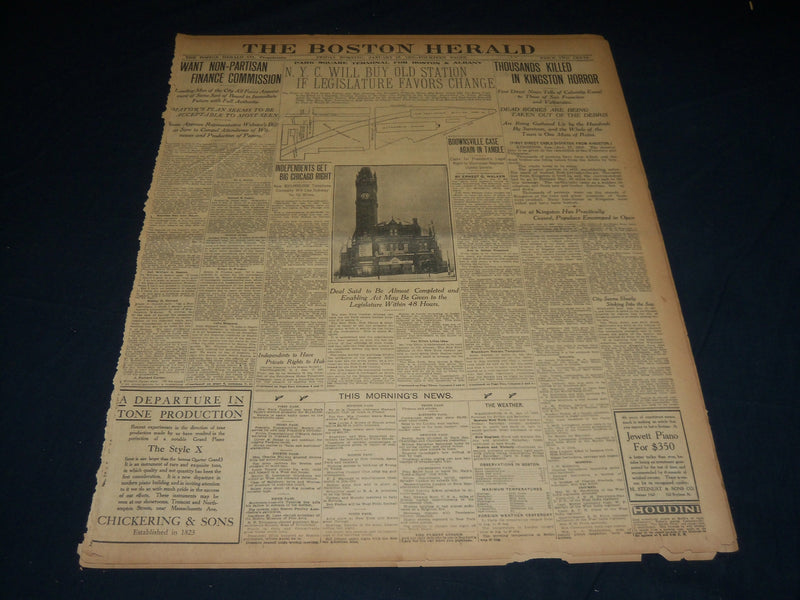 1907 JANUARY 18 THE BOSTON HERALD - THOUSANDS KILLED IN KINGSTON HORROR - BH 325