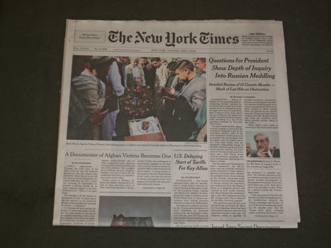 2018 MAY 1 NEW YORK TIMES - QUESTIONS FOR TRUMP SHOW DEPTH OF MUELLER INQUIRY