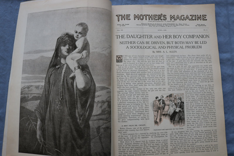 1908 APRIL THE MOTHER'S MAGAZINE - GREAT ILLUSTRATIONS & STORIES - ST 1000A