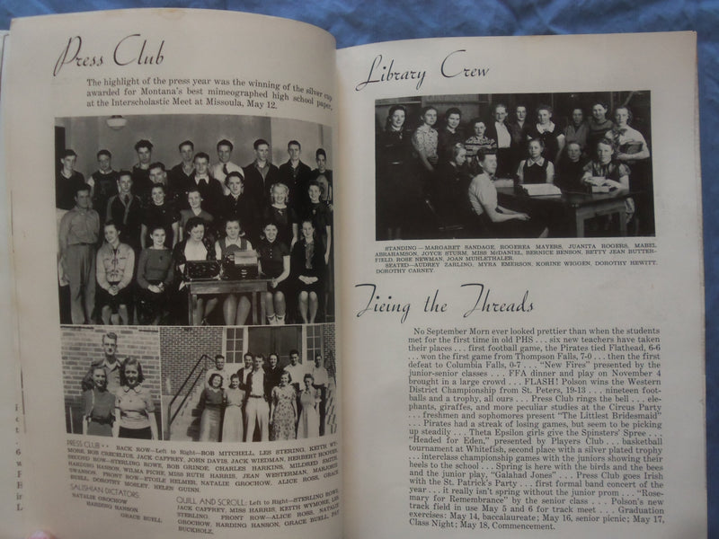 1939 PEND D'OREILLE POLSON HIGH SCHOOL YEARBOOK - POLSON, MONTANA - YB 3382