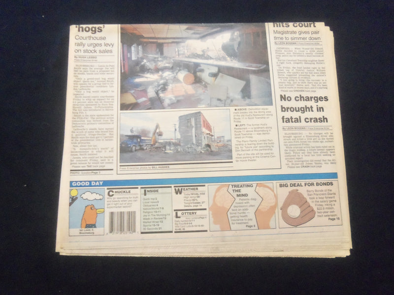 1997 FEB 22 PRESS ENTERPRISE NEWSPAPER-BLOOMBSBURG, PA-AUCTION SITE FIRE-NP 6104