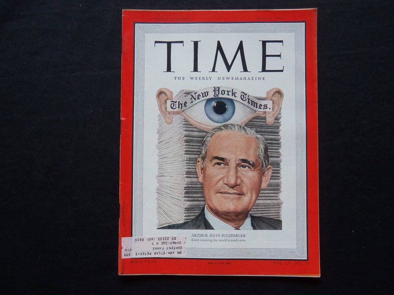 1950 MAY 8 TIME MAGAZINE - ARTHUR HAYS SULZBERGER - T 1225