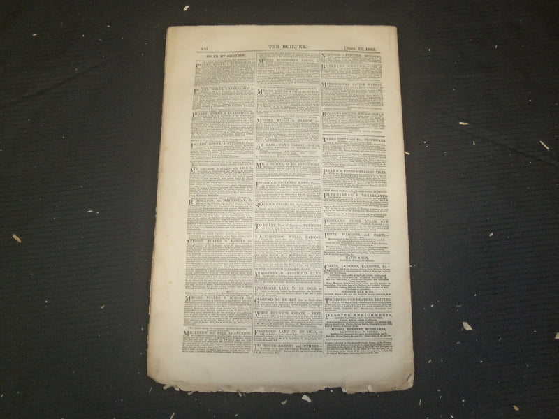 1865 SEPTEMBER 23 THE BUILDER ARCHITECT MAGAZINE - ILLUSTRATIONS - ST 416F