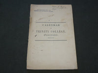 1859 CALENDAR OF TRINITY COLLEGE - HARTFORD, CONNECTICUT BOOK - J 6182