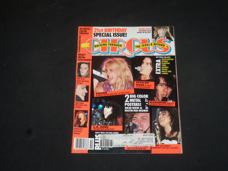 1990 OCT 31 CIRCUS MAGAZINE - POISON & FAITH NO MORE COVER - PHOTOS - SP 7633