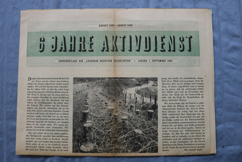 1945 SEPTEMBER 1 6 JAHRE AKTIVDIENST NEWSPAPER - GERMAN - K 3126