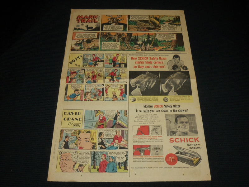 1960 MARCH 13 INGEMAR JOHANSSON SCHICK RAZOR COLOR COMICS AD - UP 17C