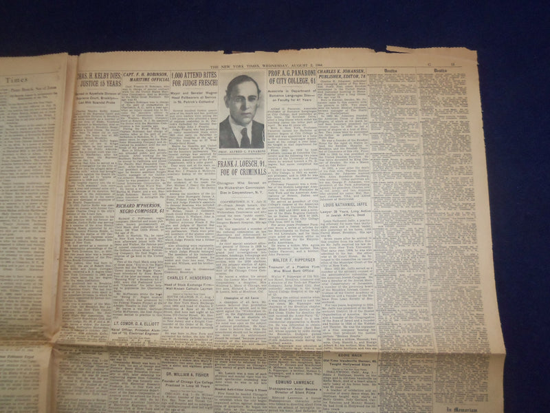 1944 AUG 2 NEW YORK TIMES - AMERICANS RACE INTO BRITTANY, SMASH ENEMY - NP 6598
