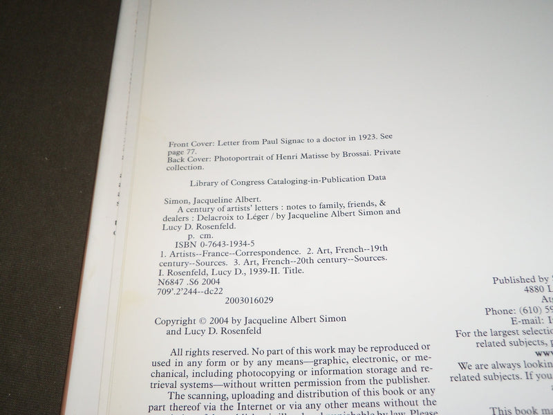 2004 A CENTURY OF ARTISTS' LETTERS BOOK SIGNED BY JACQUELINE ALBERT SIMON- D 121