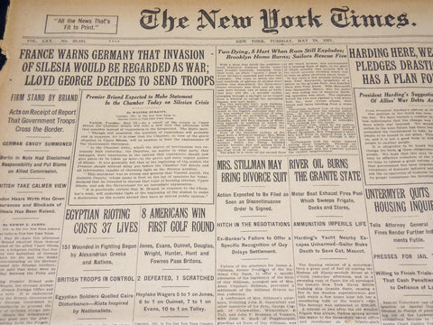 1921 MAY 24 NEW YORK TIMES - 8 AMERICANS WIN FIRST GOLF ROUND - NT 8598
