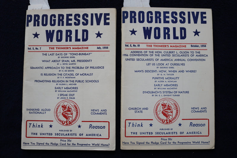 1956 PROGRESSIVE WORLD - THE THINKER'S MAGAZINE SOFTCOVER - LOT OF 2 - K 1466