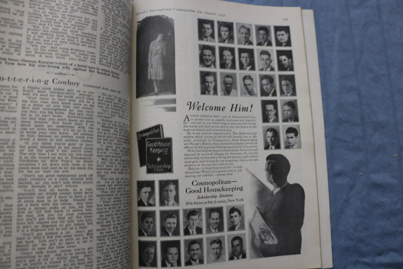 1931 AUGUST COSMOPOLITAN MAGAZINE - HARRISON FISHER COVER - GREAT ADS - ST 1001S