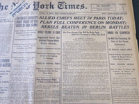 1919 JANUARY 12 NEW YORK TIMES - ALLIED CHIEFS MEET IN PARIS TODAY - NT 5832