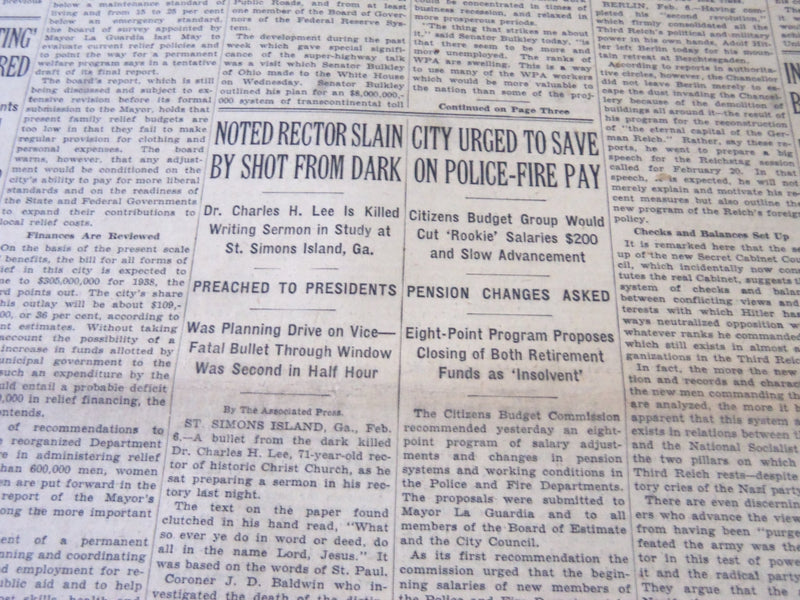 1938 FEB 7 NEW YORK TIMES - DR. CHARLES H. LEE IS KILLED WRITING SERMON- NT 6259