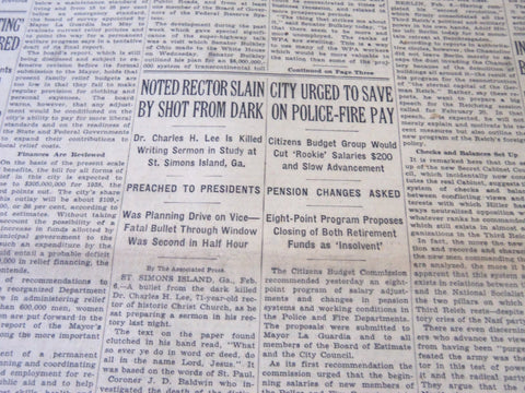 1938 FEB 7 NEW YORK TIMES - DR. CHARLES H. LEE IS KILLED WRITING SERMON- NT 6259