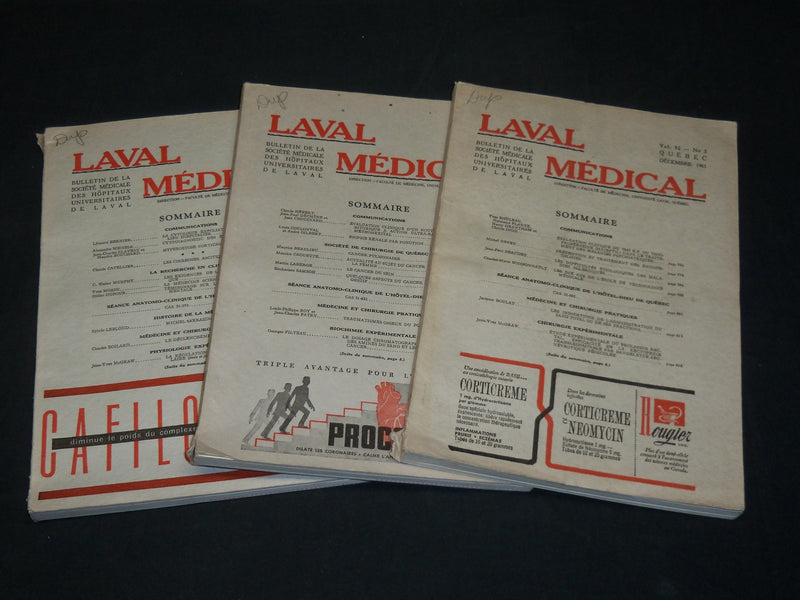 1961 LAVAL UNIVERSITY MEDICAL BULLETINS LOT OF 3 ISSUES - FRENCH - WR 284A