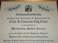 1987 NJ CHIEF JUSTICE ROBERT WILENTZ SIGNED CERTIFICATE FRAMED PHOTO 10 1/2 X 14