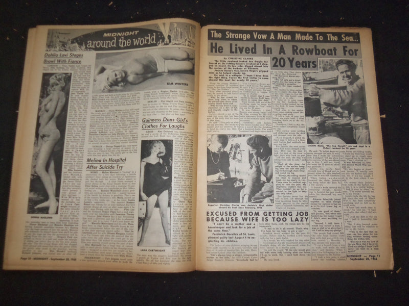 1965 SEPTEMBER 20 MIDNIGHT NEWSPAPER- CAROL HILL: MOST PASSIOINATE GIRL- NP 7350