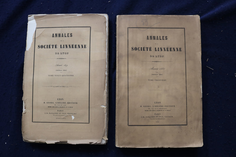 1847-1894 ANNALES DE LA SOCIETE LINNEENNE DE LYON BOUND VOLUMES-LOT OF 13-O 3495