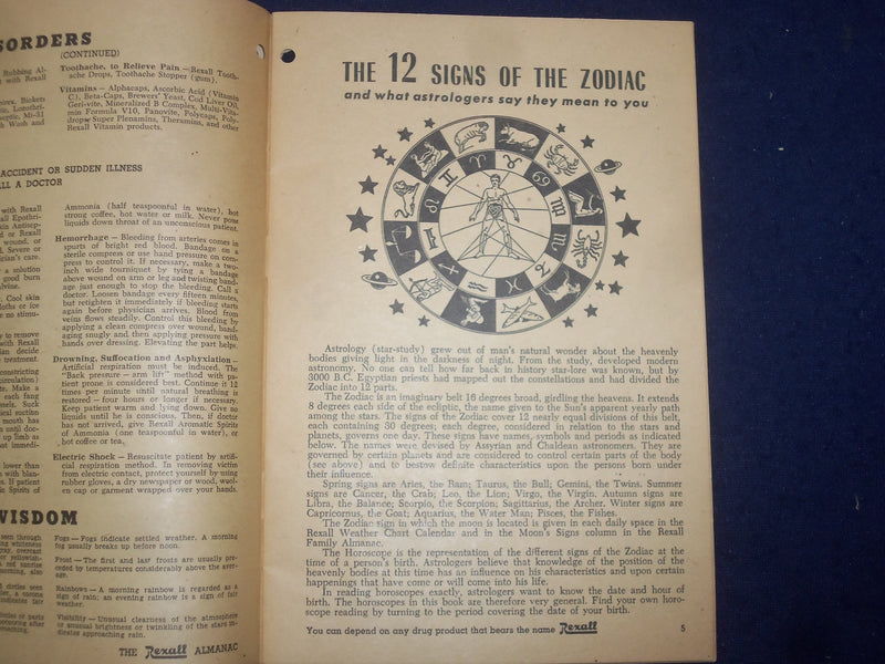 1956 REXALL FAMILY ALMANAC AND MOON BOOK SOFTCOVER -GLORIA DEHAVEN COVER- J 9769
