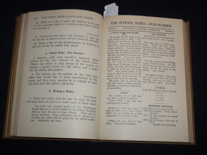 1928 THE OPEN DOOR LANGUAGE SERIES VOLUME - SIXTH GRADE BY SCOTT - KD 4814N