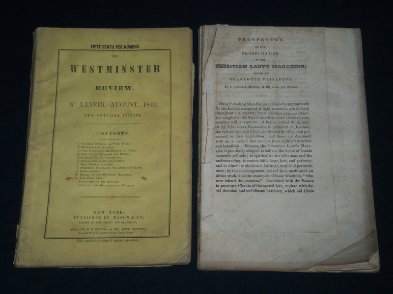 1843-1847 WESTMINSTER REVIEW MAGAZINE LOT OF 3 ISSUES - WR 260