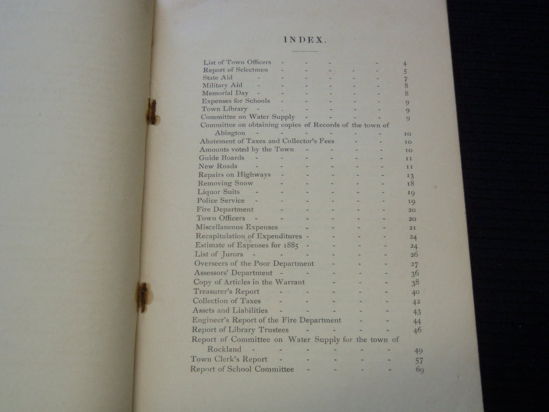 1883-1887 TOWN OF ROCKLAND ANNUAL REPORTS LOT OF 4 ISSUES - J 7260