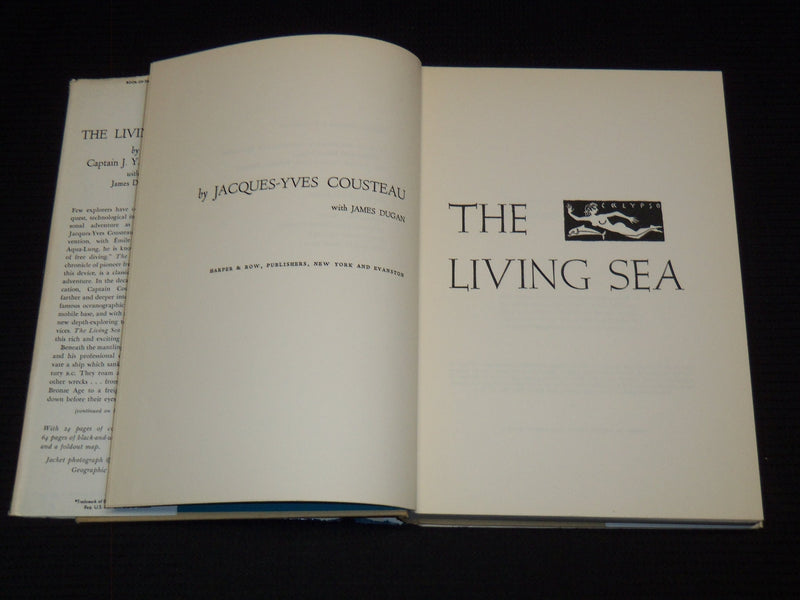1963 THE LIVING SEA HARDCOVER BOOK BY CAPTAIN J. Y. COUSTEAU - DUGAN - KD 7745