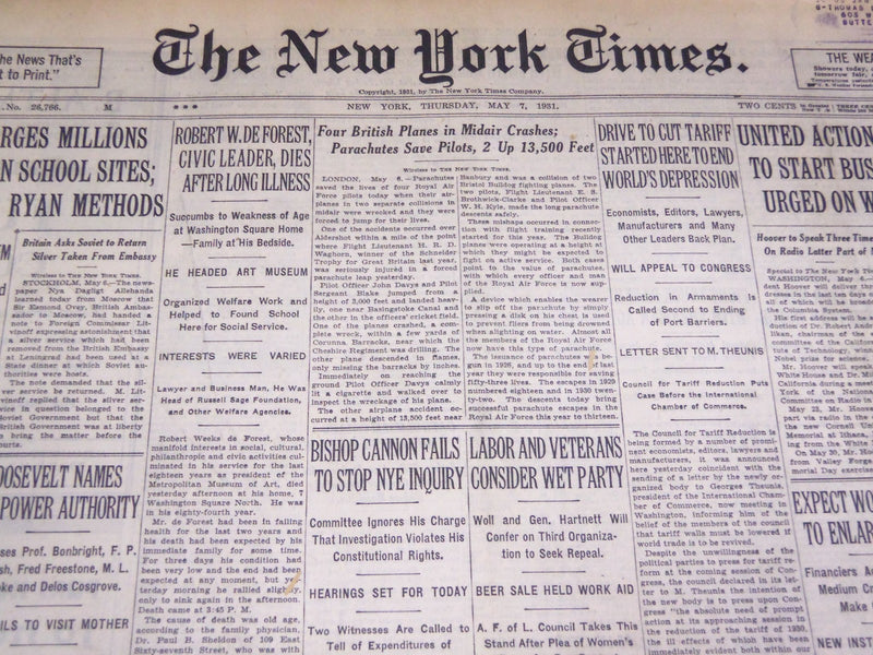 1931 MAY 7 NEW YORK TIMES - FOUR BRITISH PLANES CRASH - NT 3952