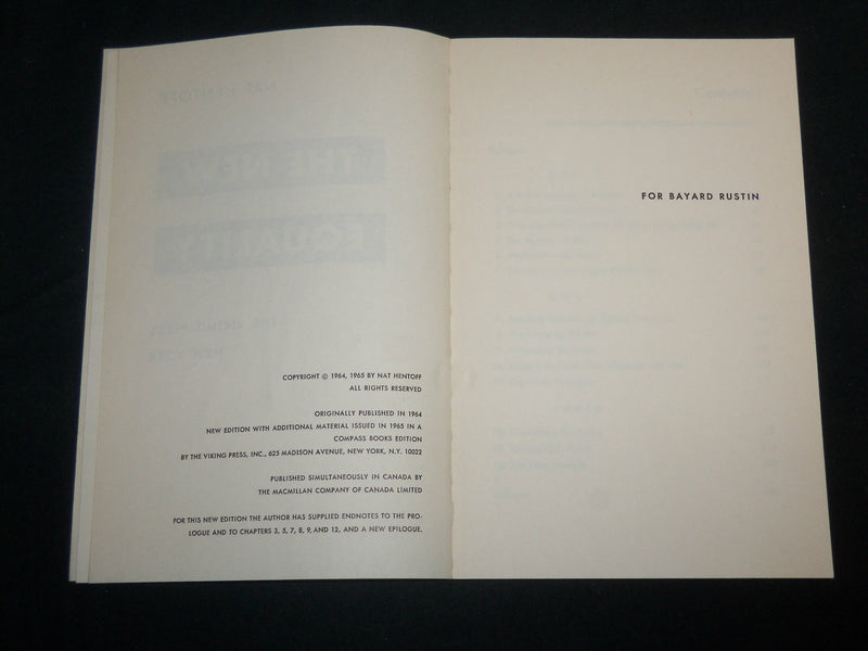 1965 THE NEW EQUALITY SOFTCOVER BOOK BY NAT HENTOFF - KD 6717