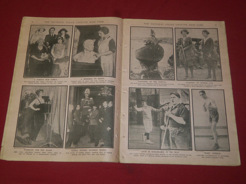 1922 APRIL 15 THE NATIONAL POLICE GAZETTE MAGAZINE - BASEBALL PHOTOS - B 5738