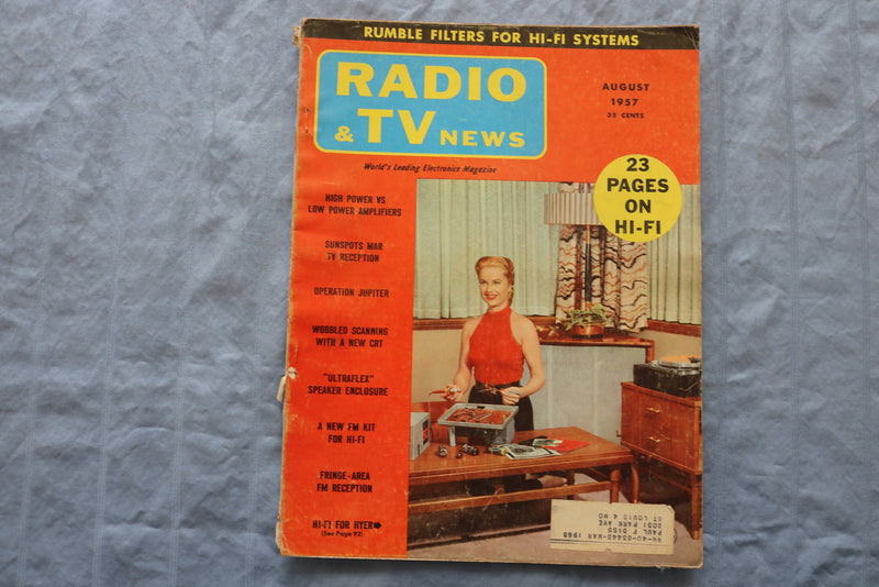 1957 AUGUST RADIO & TV NEWS MAGAZINE - HI-FI SYSTEMS COVER - ST 1005D