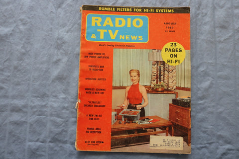 1957 AUGUST RADIO & TV NEWS MAGAZINE - HI-FI SYSTEMS COVER - ST 1005D