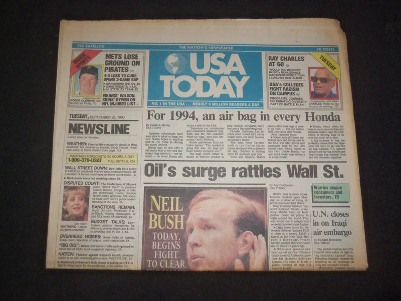 1990 SEPTEMBER 25 USA TODAY NEWSPAPER - OIL'S SURGE RATTES WALL ST. - NP 7774