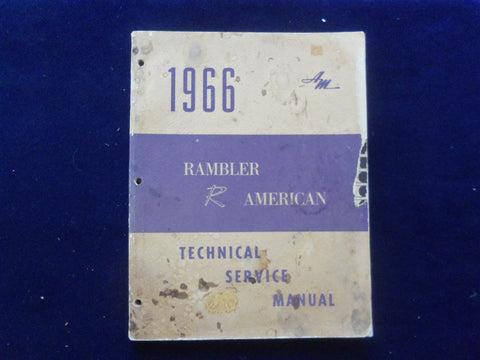 1966 RAMBLER AMERICAN TECHNICAL SERIVCE MANUL - SOFTCOVER MANUAL - KD 8880