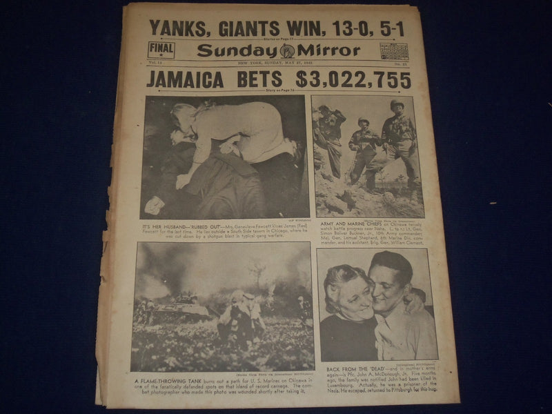 1945 MAY 27 NEW YORK SUNDAY MIRROR - TOKYO RAZED JAPS ADMIT- CHURCHILL - NP 1807