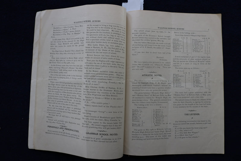 1902 JUNE SCHOOL ECHOES - COMMENCEMENT NUMBER - WALPOLE, NH - SOFTCOVER - K 1457