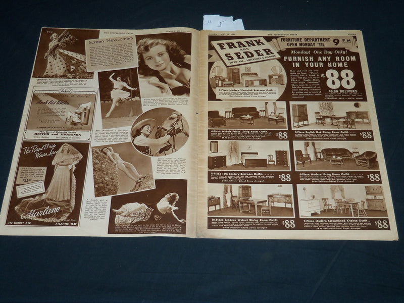 1940 MAY 19 THE PITTSBURGH PRESS SUNDAY ROTO SECTION - EVA GABOR - NP 4559