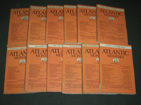 1931 THE ATLANTIC MONTHLY MAGAZINE LOT 12 ISSUES - STORIES & ARTICLES - WR 450G