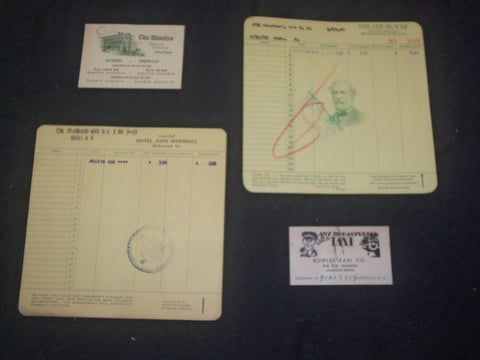 1938 THE LEE HOUSE & HOTEL JOHN MARSHALL BILLS - LOT OF 2 - J 6350